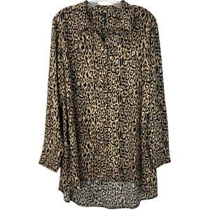 ZARA NWT Womens Button Down Tunic Shirt Long Sleeves Leopard Animal Print Size S